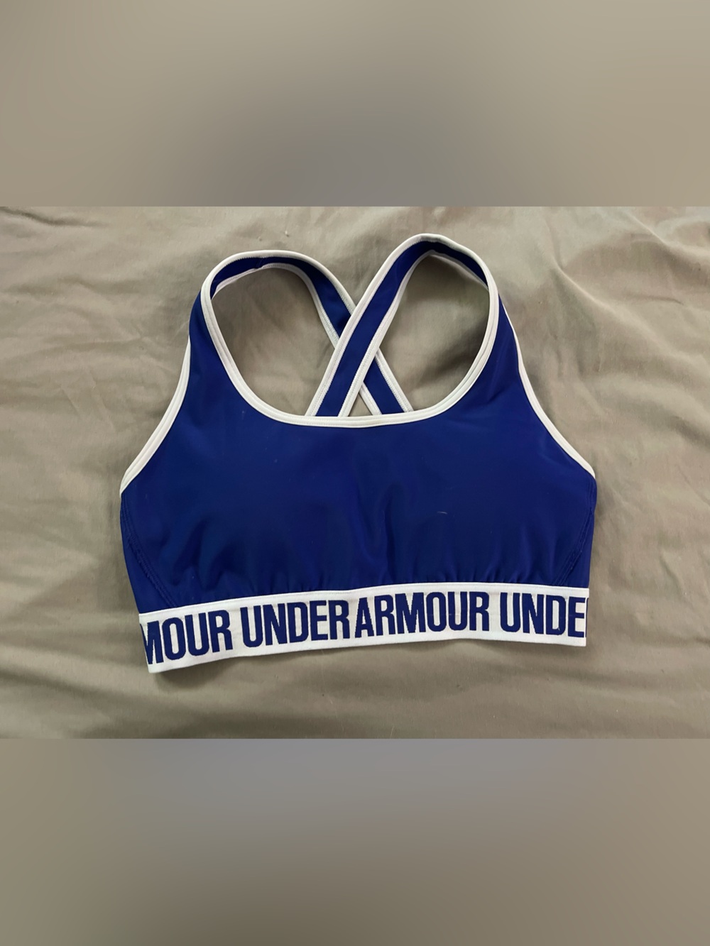 Under Armour Royal Blue Sports Bra with White Logo Band